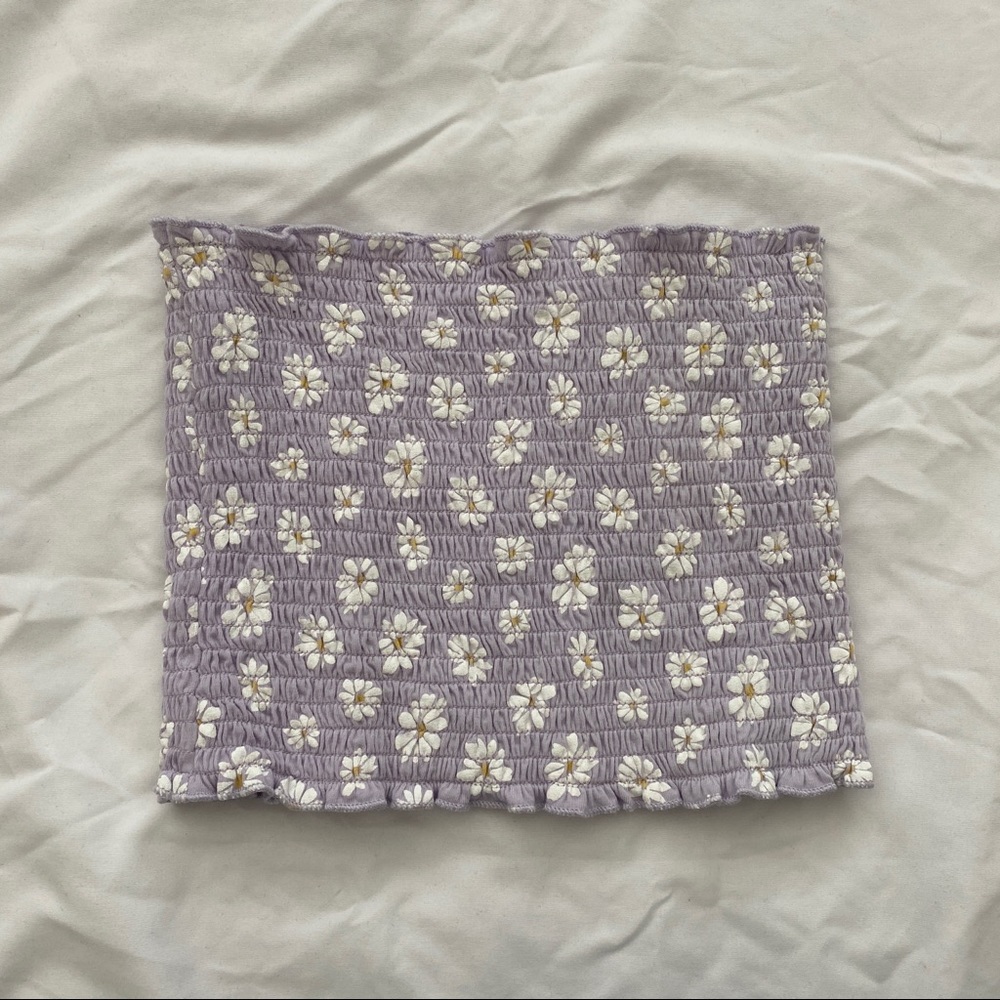 Hollister reversible smocked tube top - purple floral - XS - like new